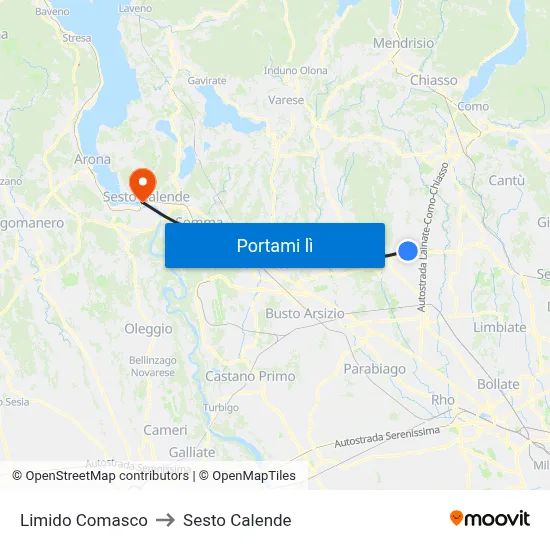 Limido Comasco to Sesto Calende map