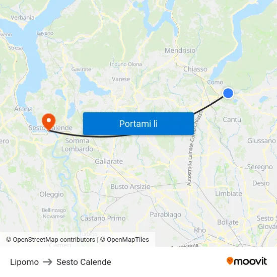 Lipomo to Sesto Calende map