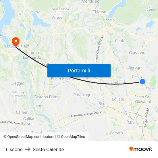 Lissone to Sesto Calende map