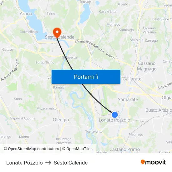 Lonate Pozzolo to Sesto Calende map