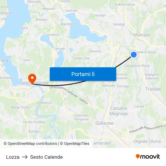 Lozza to Sesto Calende map