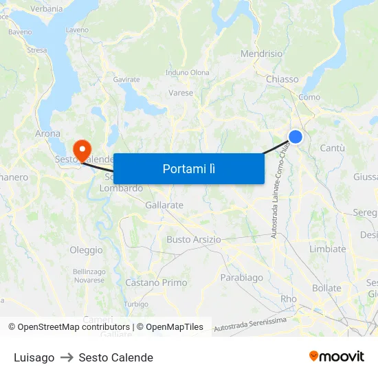 Luisago to Sesto Calende map