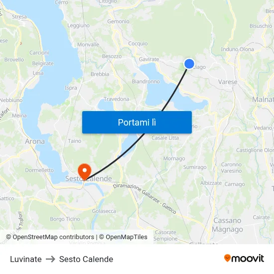 Luvinate to Sesto Calende map