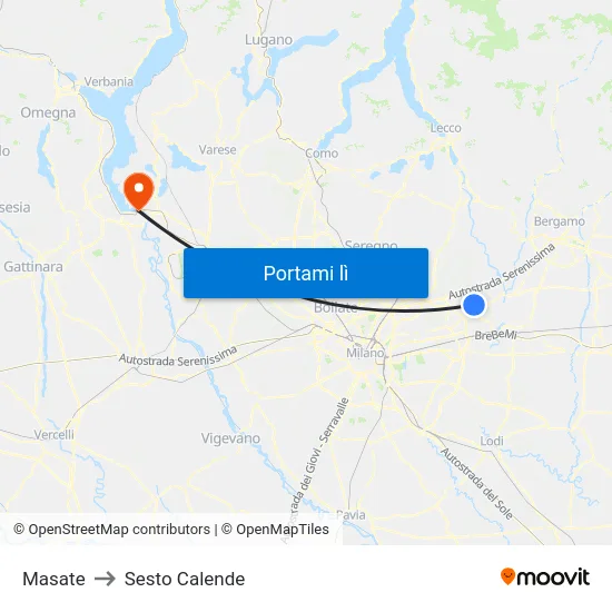 Masate to Sesto Calende map