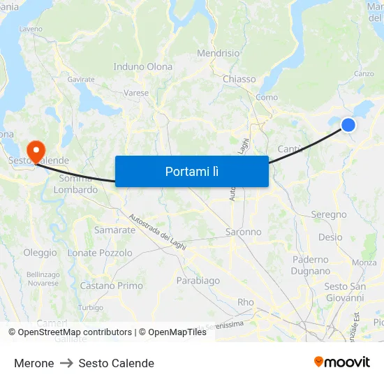 Merone to Sesto Calende map