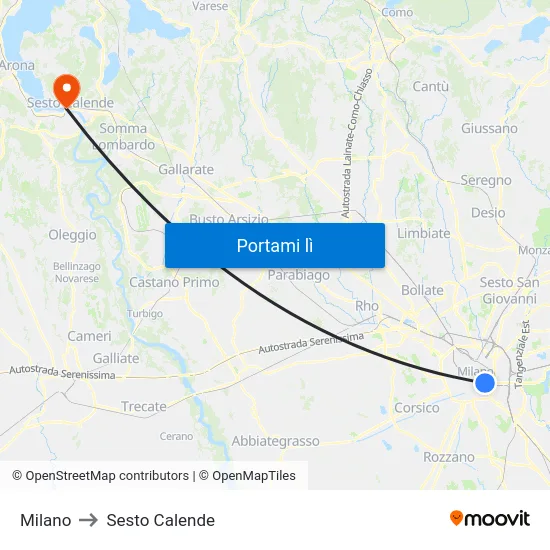 Milano to Sesto Calende map