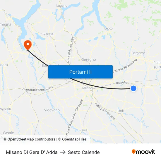 Misano Di Gera D' Adda to Sesto Calende map