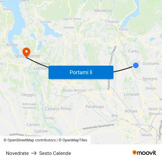 Novedrate to Sesto Calende map