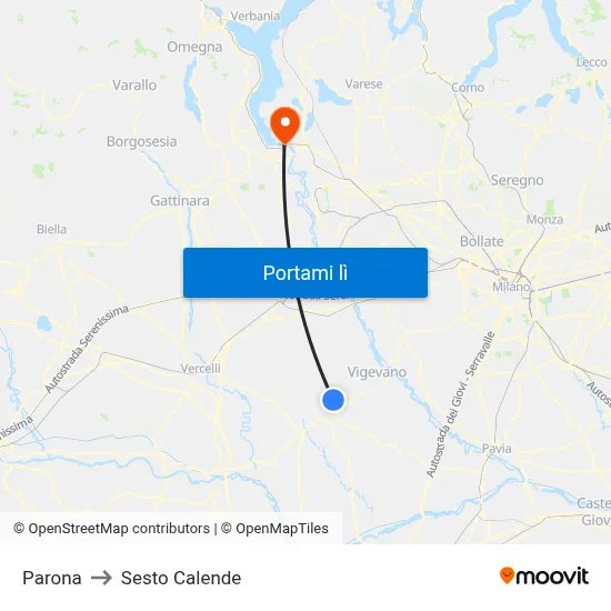 Parona to Sesto Calende map