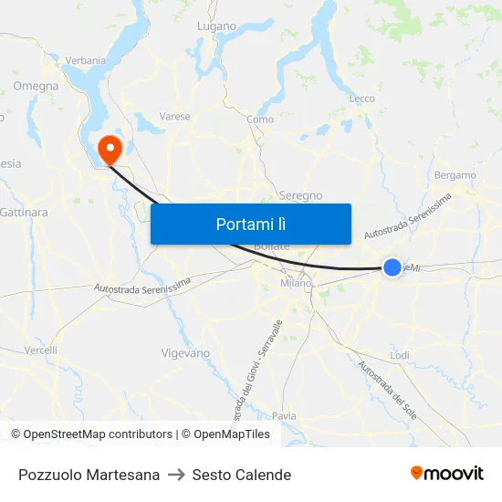 Pozzuolo Martesana to Sesto Calende map