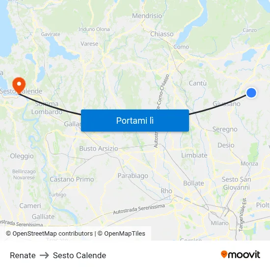 Renate to Sesto Calende map