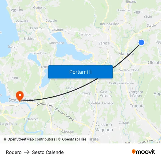 Rodero to Sesto Calende map