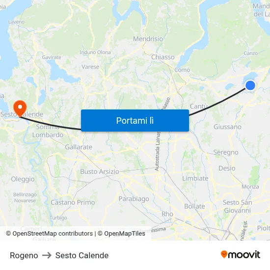 Rogeno to Sesto Calende map