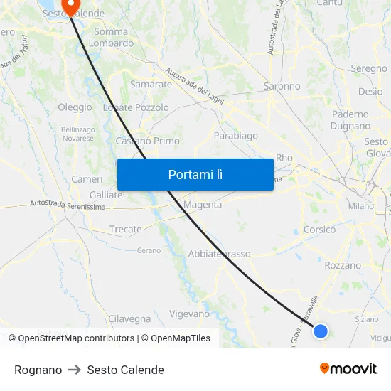 Rognano to Sesto Calende map