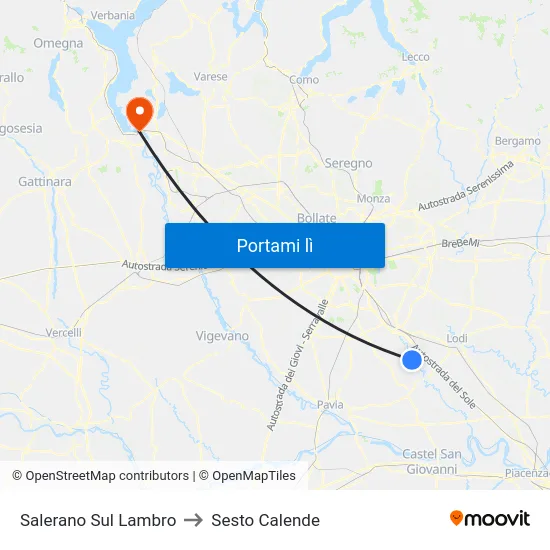 Salerano Sul Lambro to Sesto Calende map