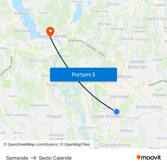 Samarate to Sesto Calende map