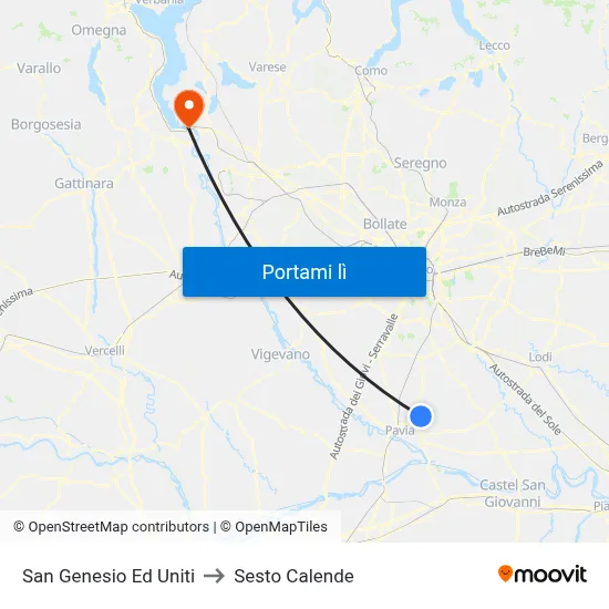 San Genesio Ed Uniti to Sesto Calende map