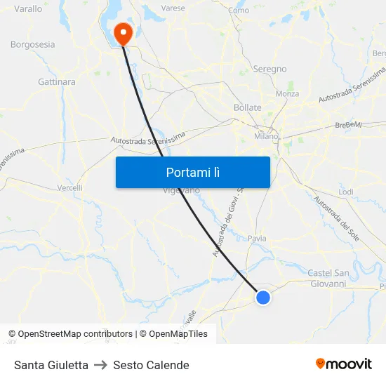Santa Giuletta to Sesto Calende map