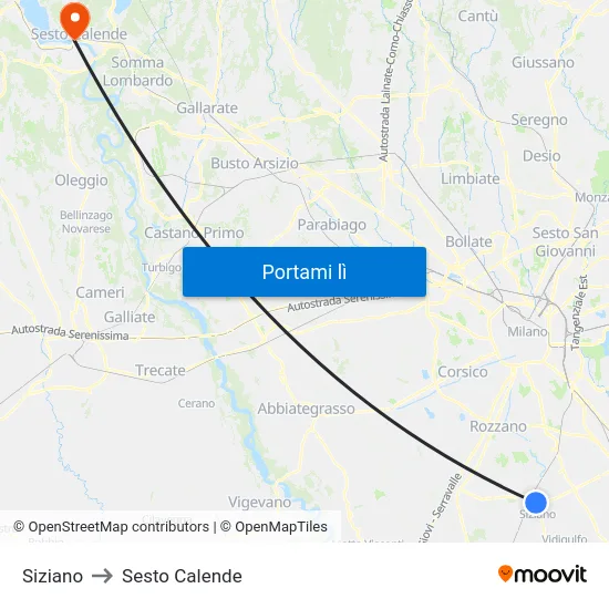 Siziano to Sesto Calende map