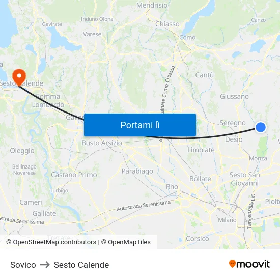 Sovico to Sesto Calende map