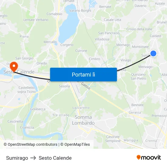 Sumirago to Sesto Calende map