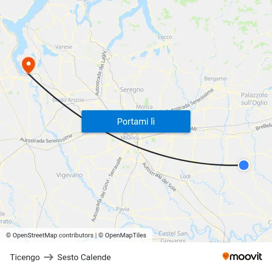 Ticengo to Sesto Calende map
