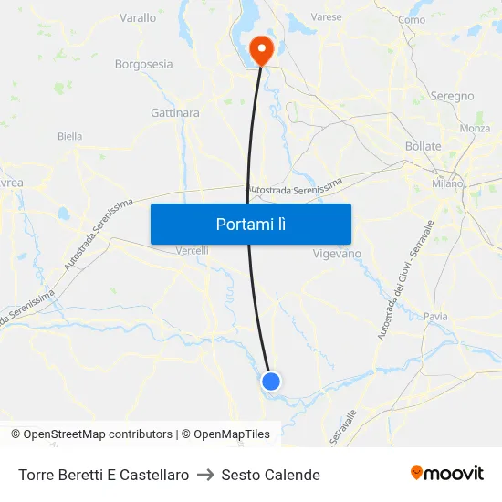Torre Beretti E Castellaro to Sesto Calende map