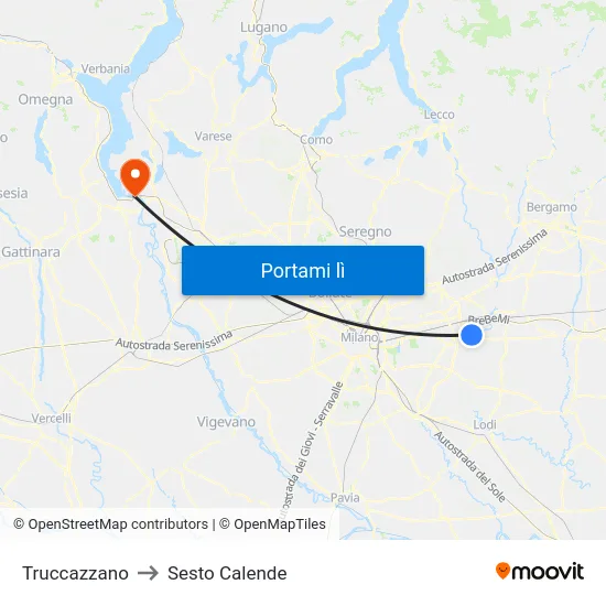 Truccazzano to Sesto Calende map