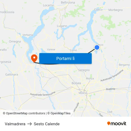 Valmadrera to Sesto Calende map