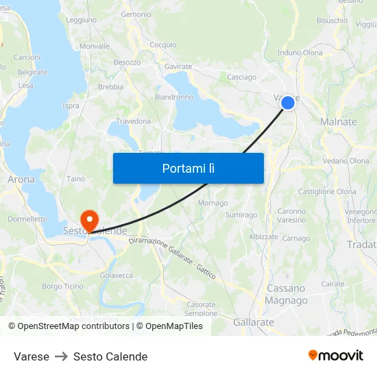Varese to Sesto Calende map
