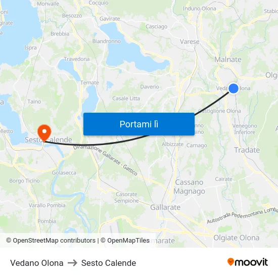 Vedano Olona to Sesto Calende map