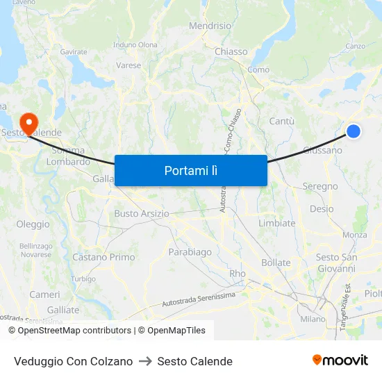 Veduggio Con Colzano to Sesto Calende map