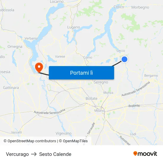 Vercurago to Sesto Calende map