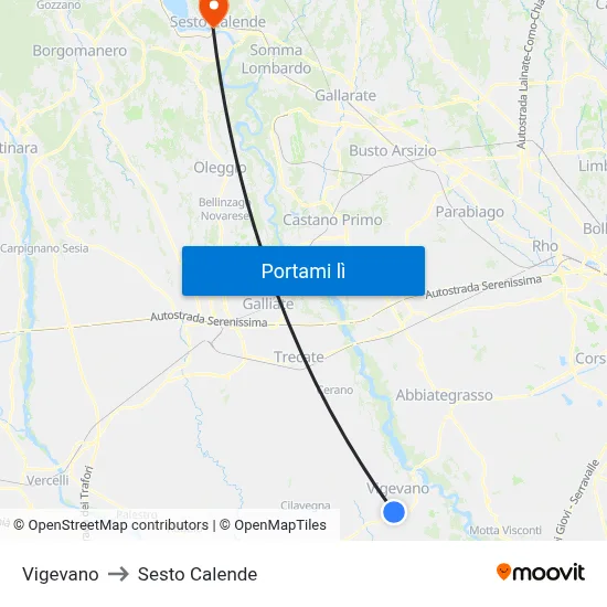 Vigevano to Sesto Calende map