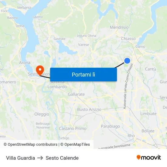 Villa Guardia to Sesto Calende map