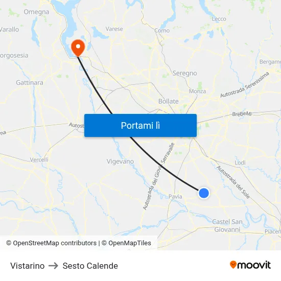 Vistarino to Sesto Calende map