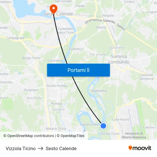 Vizzola Ticino to Sesto Calende map