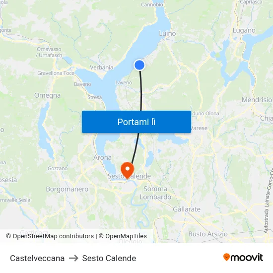 Castelveccana to Sesto Calende map