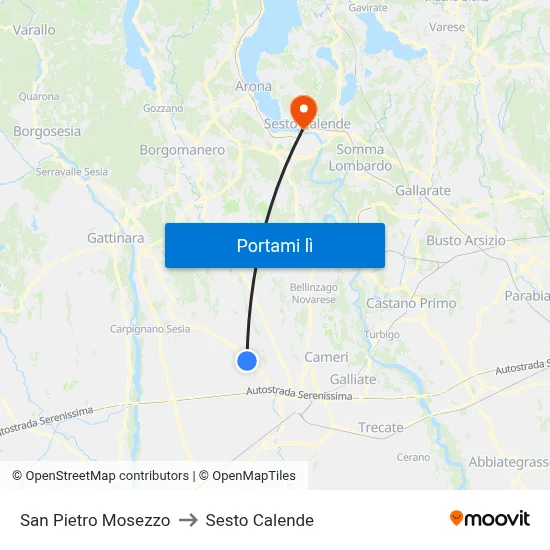 San Pietro Mosezzo to Sesto Calende map
