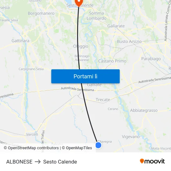 ALBONESE to Sesto Calende map