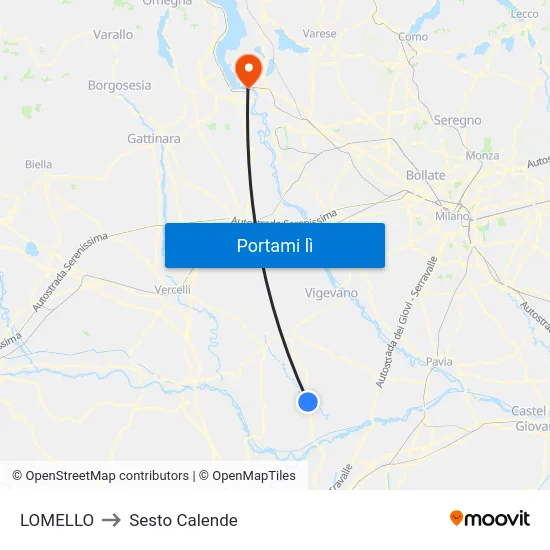 LOMELLO to Sesto Calende map