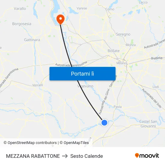 MEZZANA RABATTONE to Sesto Calende map
