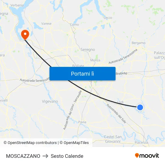 MOSCAZZANO to Sesto Calende map
