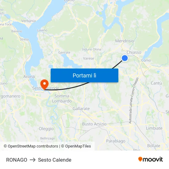 RONAGO to Sesto Calende map