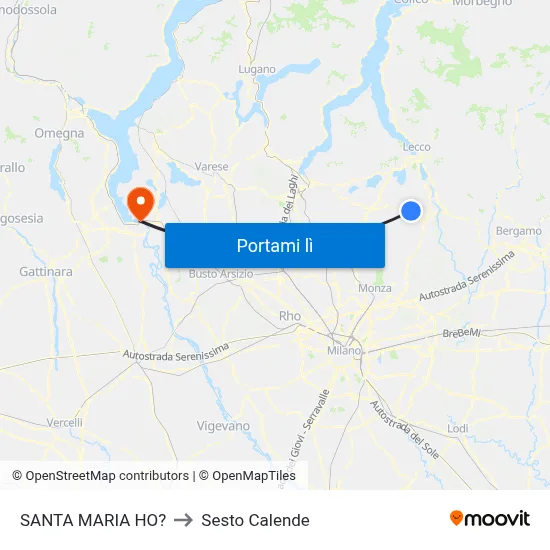 SANTA MARIA HO? to Sesto Calende map