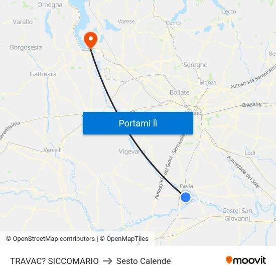 TRAVAC? SICCOMARIO to Sesto Calende map