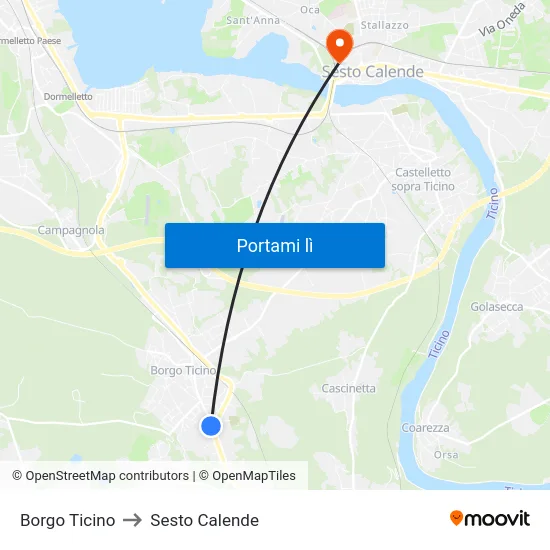 Borgo Ticino to Sesto Calende map