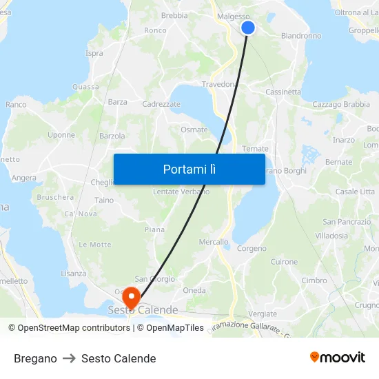 Bregano to Sesto Calende map