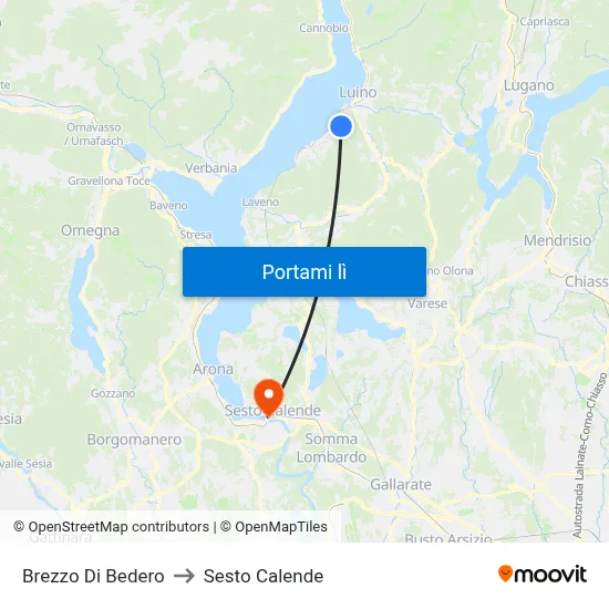 Brezzo Di Bedero to Sesto Calende map