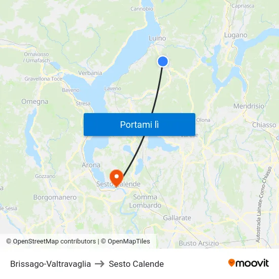 Brissago-Valtravaglia to Sesto Calende map